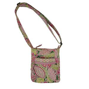 Vera Bradley Pinwheel Pink Crossbody Bag With Adjustable Strap & Zipper Closure